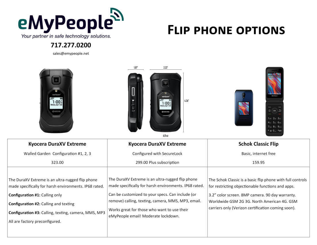 Flip phone brochure. Can't see this? Ask sales@emypeople.net to email you a copy.