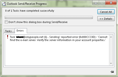 microsoft outlook not connecting to server